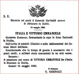 Decreto dittaura garibaldi