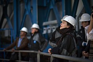 French actress Juliette Binoche in one of the VLT enclosures