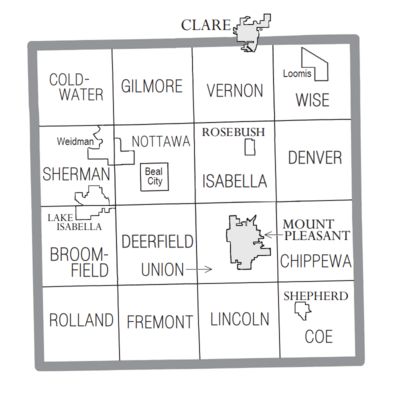 Isabella County, MI census map