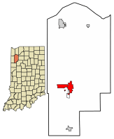 Location of Rensselaer in Jasper County, Indiana