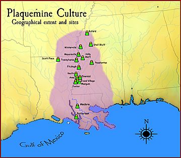 Plaquemine culture map HRoe 2010