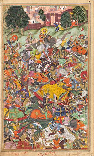 The defeat of Hemu, Akbarnama.jpg