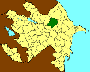 Map of Azerbaijan showing Ismayilli raion