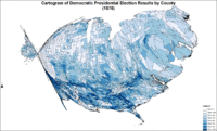 CartogramDemocraticPresidentialCounty1876Colorbrewer