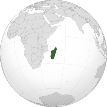 Location of  Madagascar  (dark green)