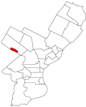 Map of Philadelphia County, Pennsylvania highlighting Manayunk Borough prior to the Act of Consolidation, 1854