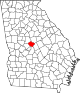 State map highlighting Bibb County