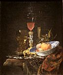 'Wineglass and a Bowl of Fruit', oil on canvas painting by Willem Kalf, 1663.JPG