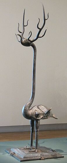 Antlered crane, Chinese bronze, Warring States period