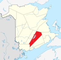 Map of New Brunswick highlighting Queens County