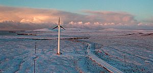 Wind turbine in Toksook Bay, Alaska