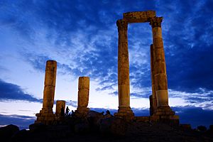 A Roman Temple Sunset View in Jabal Al-Qalaa' Amman