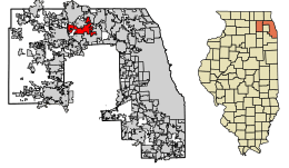 Location of Hoffman Estates in Cook and Kane counties, Illinois