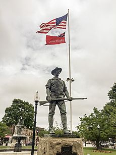 Kitson's The Hiker stands over Taunton Green, Massachusetts