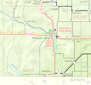 Map of Barber Co, Ks, USA