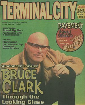 Photo of Bruce Clark on the cover of April 18, 1997 edition of Vancouver's Terminal City magazine