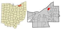 Location in Cuyahoga County and the state of Ohio