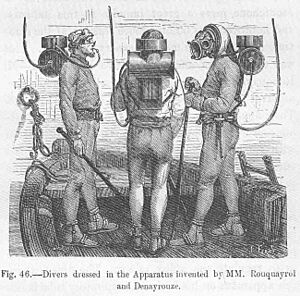 FMIB 49984 Divers dressed in the Apparatus Invented by MM Rouquayrol and Denayrouze