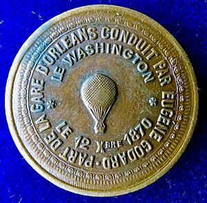 France 1870 Aeronautics Token Medal, Siege of Paris, Hot Air Balloon Le Washington, obverse
