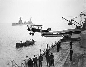 HMAS Australia launching aircraft 1918