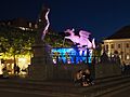 Lindwurmbrunnen illuminated