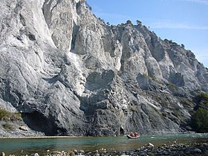 Rhine cutting through Flims Rockslide debris