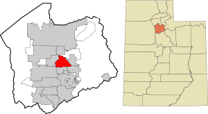 Location in Salt Lake County and the state of Utah.