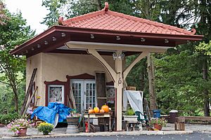 Former service station in the borough's historic district