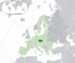 Map showing the Czech Republic in Europe