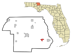 Location in Jackson County and the state of Florida