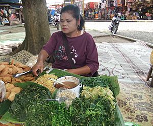 Penjual pecel di Borobudur