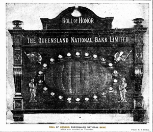 Roll of Honour, Queensland National Bank, Brisbane, August 1920