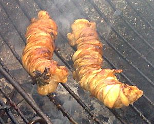 Stigghiola cooking