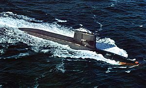 USS George Washington (SSBN-598) underway at sea, circa in the 1970s