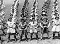 All American Girls Professional Baseball League members performing calisthenics