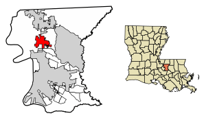 Location of Baker in East Baton Rouge Parish, Louisiana