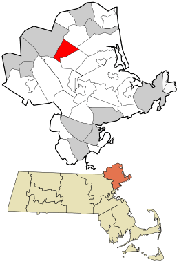 Location in Essex County and the state of Massachusetts.