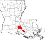 State map highlighting St. Martin Parish