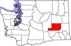 Map of Washington highlighting Adams County