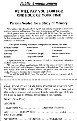 Milgram Experiment advertising