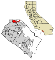 Location of Brea in Orange County, California.