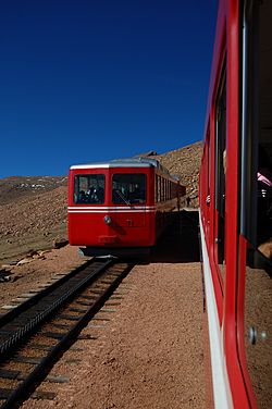 Pikes-Peak-Cog-Railway Windy-Point Trains 2012-10-21.JPG