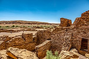 Pueblo Bonito Great House View with kivas and outdoor areas