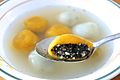 Pumpkin tangyuan (汤圆) with red bean baste and black sesame fillings.jpg