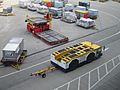 Pushback tug carrying a towbar