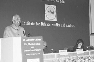 The Deputy Chairman, Planning Commission Shri K.C. Pant speaking at the inauguration of the "6 Asian Security Conference" organized by the Institute for Defence Studies and Analyses (IDSA) in New Delhi on January 27, 2004.jpg