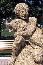 Two Boys with Dolphins Fountain