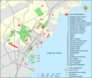 Carthage archaeological sites map-fr