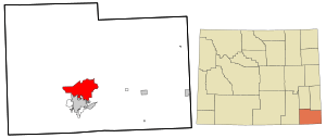 Location in Laramie County and the state of Wyoming.