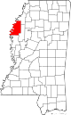 State map highlighting Bolivar County